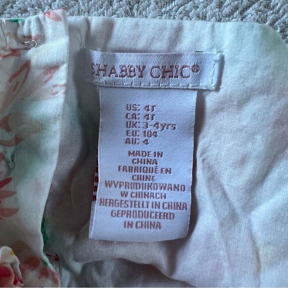 Shabby Chic Floral Spaghetti Strap Ruffle Cotton Dress Toddler 4T - Picture 4 of 4